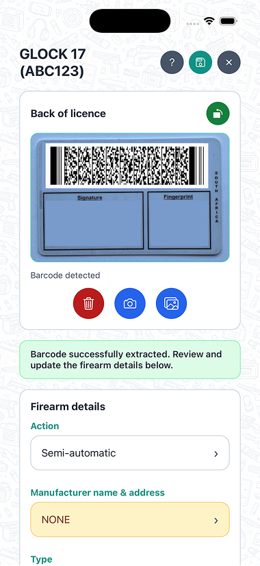 Firearms and certificates upload